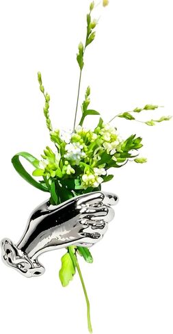 Handmade Sterling Silver Hand Lapel Pin Brooch – Vintage Floral Boutonnière Pin for Men & Women, Elegant Hand-Holding Flowers Jewelry Accessory in Saudi Arabia