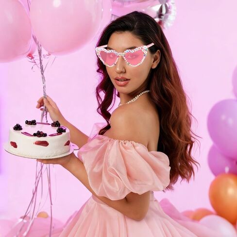 KICOSY 30th Birthday Sunglasses for Women, 30 Flirty and Thriving Heart Sunglasses, 30th Birthday Glasses, Pink Heart Shaped Sunglasses for 30th Birthday Party Decorations, Photo Booth Props in Kuwait