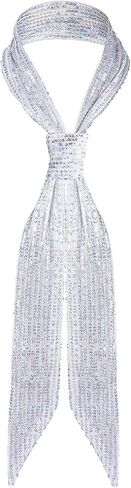 Sparkly Scarf for Women Glitter Scarf with Sequins Long Necktie Belt for Halloween Party Prom Wedding Daily in Saudi Arabia