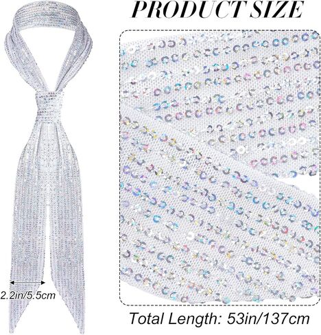 Sparkly Scarf for Women Glitter Scarf with Sequins Long Necktie Belt for Halloween Party Prom Wedding Daily in Saudi Arabia