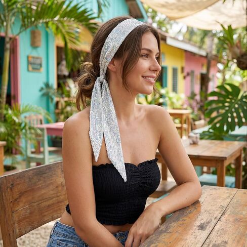 Sparkly Scarf for Women Glitter Scarf with Sequins Long Necktie Belt for Halloween Party Prom Wedding Daily in Saudi Arabia