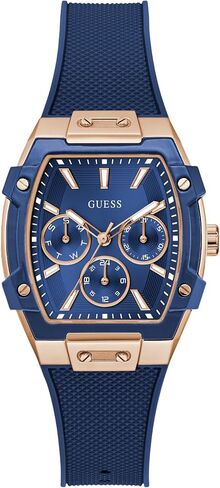 GUESS Rose Gold-Tone and Blue Silicone Multifunction Watch in Saudi Arabia
