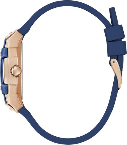 GUESS Rose Gold-Tone and Blue Silicone Multifunction Watch in Saudi Arabia