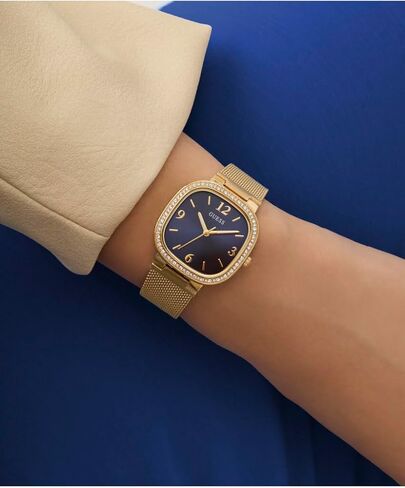 GUESS Gold-Tone Rounded Crystal Analog Watch in Saudi Arabia