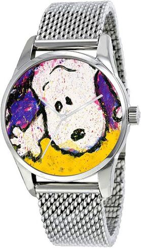 RICH Charlie Brown's Dog by Everhart Featuring to Every Dog There is A Season: Fall On The Polished Chrome 42mm Watch with Stainless Steel Mesh Band in Saudi Arabia