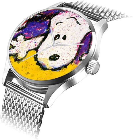 RICH Charlie Brown's Dog by Everhart Featuring to Every Dog There is A Season: Fall On The Polished Chrome 42mm Watch with Stainless Steel Mesh Band in Saudi Arabia