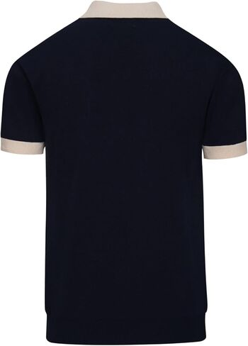 OXKNIT Men's Knit Short Sleeve Shirts Retro Embroidery Floral Pattern Knitted Polo Shirt Dark Blue V-Neck Polo Knitwear in Saudi Arabia