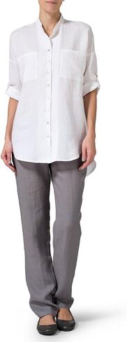 VIVID Linen Mandarin Collar Blouse in Saudi Arabia