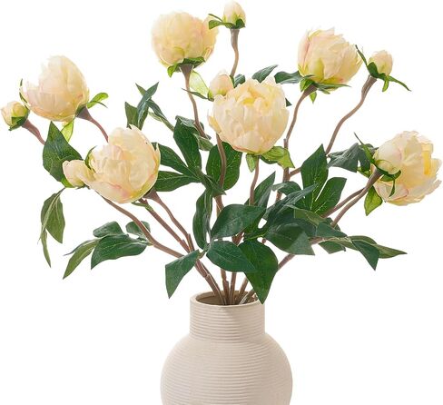 6 Pcs Artificial Peonies Flowers with Pink Buds, 18.9" Silk Peony Bouquets Bulk for Home Decor Indoor, Fuchsia Magenta Peonies Stems for Wedding Table Centerpiece in Kuwait