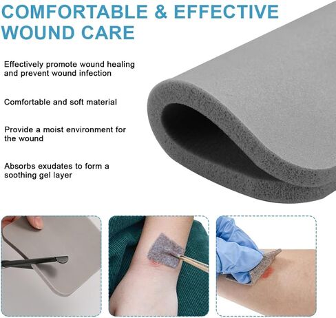 Silver Silicone Foam Dressing Without Border 4 Pack Non Stick Gentle Pads Ag Sterile Highly Absorbent Wound Dressing 4"×4" for Burns Ulcers Abrasions Pressure Sore in Saudi Arabia
