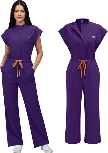 Scrubs Jumpsuit for Women,Medical Scrubs Set with multi-pockets,Soft Stretch Medical Uniform for Doctors, Nurses in Saudi Arabia