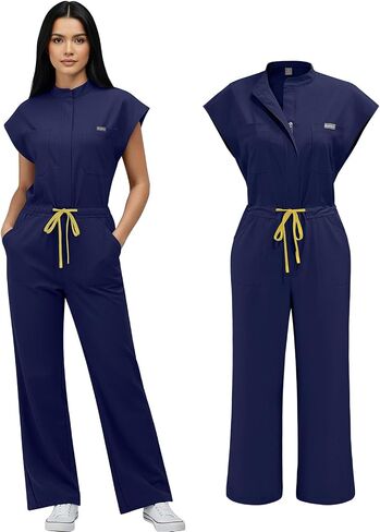 Scrubs Jumpsuit for Women,Medical Scrubs Set with multi-pockets,Soft Stretch Medical Uniform for Doctors, Nurses in Saudi Arabia