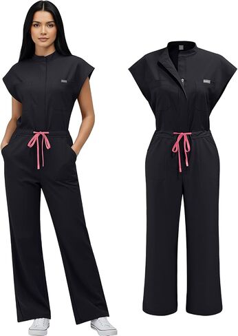 Scrubs Jumpsuit for Women,Medical Scrubs Set with multi-pockets,Soft Stretch Medical Uniform for Doctors, Nurses in Saudi Arabia