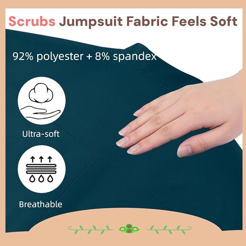 Scrubs Jumpsuit for Women,Medical Scrubs Set with multi-pockets,Soft Stretch Medical Uniform for Doctors, Nurses in Saudi Arabia