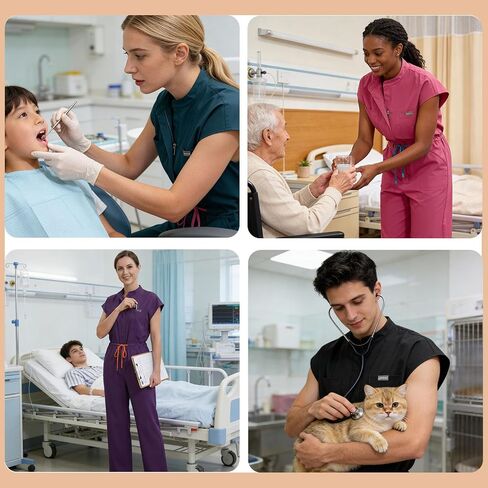 Scrubs Jumpsuit for Women,Medical Scrubs Set with multi-pockets,Soft Stretch Medical Uniform for Doctors, Nurses in Saudi Arabia