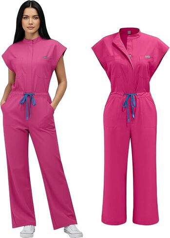 Scrubs Jumpsuit for Women,Medical Scrubs Set with multi-pockets,Soft Stretch Medical Uniform for Doctors, Nurses in Saudi Arabia