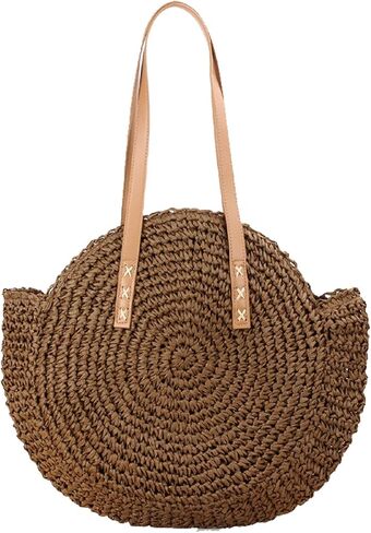 Women Straw Bag Woven Purse Large Beach Bags Rattan Crossbody bag Round Summer Shoulder Bags Travel Swim Tote Bags in Saudi Arabia