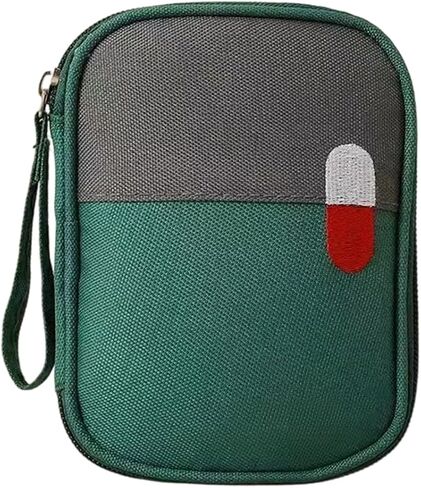 Portable Pill Organizer Travel Small Medicine Pouch Mini First Aid Bag with Zipper Compartments for Pills Emergency Supplies in Kuwait