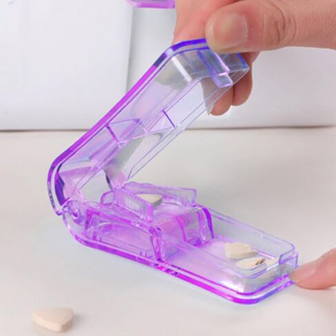 Portable Pill Cutter, BPA-Free Pill Splitter for Cutting Small/Large Pills in Half, Easy Clean, Brown in Kuwait