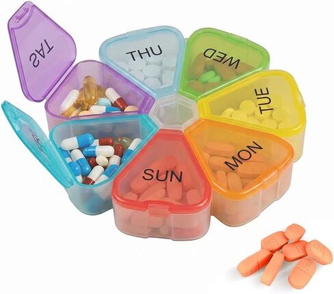 Large Weekly Pill Organizer, 7 Day Pill Box Case with Spring Open Design & Large Compartments – Holds Vitamins, Cod Liver Oil, Fish Oil, Supplements, Travel Friendly in Kuwait