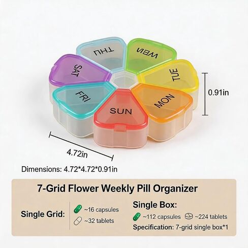 Large Weekly Pill Organizer, 7 Day Pill Box Case with Spring Open Design & Large Compartments – Holds Vitamins, Cod Liver Oil, Fish Oil, Supplements, Travel Friendly in Kuwait