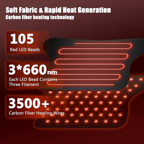 Red Light Therapy Hip & Thigh Wrap, 105 Pcs Red Light Beads, 3 Heat & Vibration Modes, USB Portable Red Light Therapy for Hip, Ideal for Home Office & Travel Use,Black in Saudi Arabia