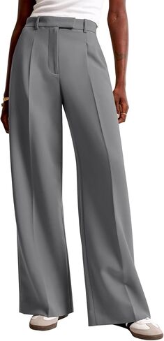 NIMIN Women Wide Leg Pants High Waisted Dressy Work Office Trousers Business Casual Palazzo Pants 2024 Fall Fashion Outfits Grey in Saudi Arabia