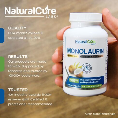 Natural Cure Labs Premium Monolaurin – 600mg, 100 Capsules in Saudi Arabia