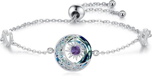 OHAYOO Sun and Moon Bracelet for Women 925 Sterling Silver Moon Bracelet with Crystal Moon Jewelry Gifts for Women in Kuwait