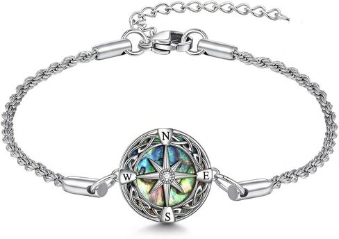 ONEFINITY Compass Bracelet Abalone Shell Compass Pendant Bracelet Birthday Jewelry Gift For Women Men in Kuwait