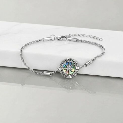 ONEFINITY Compass Bracelet Abalone Shell Compass Pendant Bracelet Birthday Jewelry Gift For Women Men in Kuwait