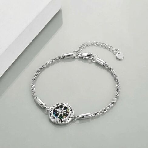 ONEFINITY Compass Bracelet Abalone Shell Compass Pendant Bracelet Birthday Jewelry Gift For Women Men in Kuwait