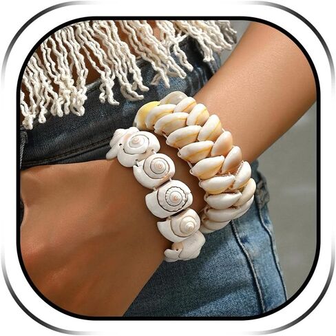Shell Beach Bracelets for Women Gold Bracelet Stack Gold Bangles Rhinestone Boho Summer Beach Dainty Jewelry in Kuwait