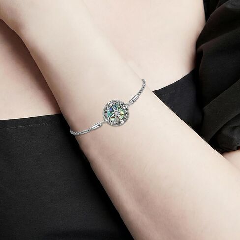 ONEFINITY Compass Bracelet Abalone Shell Compass Pendant Bracelet Birthday Jewelry Gift For Women Men in Kuwait
