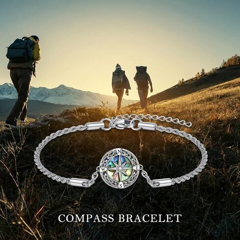 ONEFINITY Compass Bracelet Abalone Shell Compass Pendant Bracelet Birthday Jewelry Gift For Women Men in Kuwait
