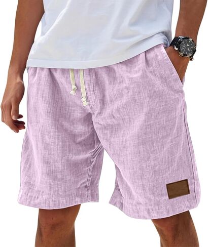 Baggy Shorts Men Linen Sports Quick Dry Clothe Elastic Waist Drawstring Mens Athletic Shorts Summer Hiking Clothes in Saudi Arabia