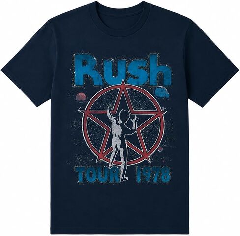 Rush Men's Starman Tour 1978 T-Shirt Navy | Officially Licensed Merchandise in Kuwait