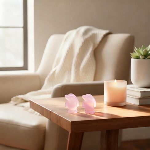 2 Cute Rose Quartz Penguin Healing Crystal Gifts for Women, Anxiety Relief Worry Stones for Stress & Anxiety, Crystal Animal Ornaments for Boyfriend Girlfriend Wife Husband Friendship (His Hers Set) in Saudi Arabia