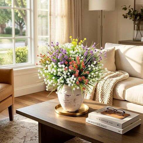 15PCS Baby Breath Artificial Flowers,Realistic Fake Breath Flowers for Vase Arrangements,Mixed Color Artificial Flowers for Wedding Bouquets,Spring Home Decor,Artificial Plants Indoor Decoration. in Saudi Arabia