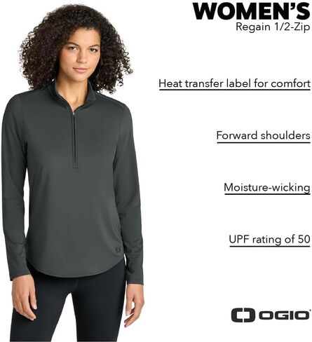 OGIO Women's Regain 1/2-Zip - Lightweight Athletic Pullover, Breathable & Moisture Wicking UPF 50+ Base Layer in Kuwait