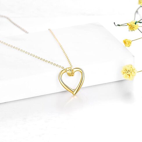 KECHO 14k Solid Gold Heart Pendant Necklace Fine Gold Jewelry Mothers Day Birthday Gifts for Women Wife Daughter Sister in Kuwait