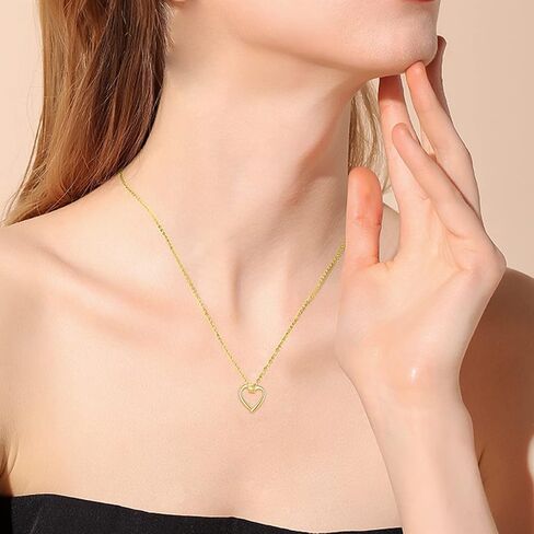 KECHO 14k Solid Gold Heart Pendant Necklace Fine Gold Jewelry Mothers Day Birthday Gifts for Women Wife Daughter Sister in Kuwait
