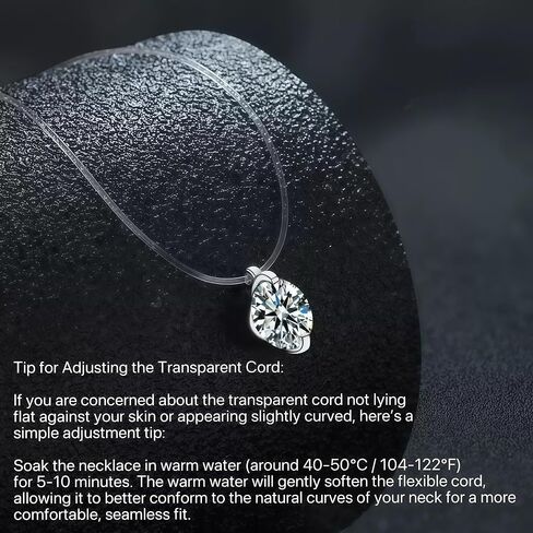 1CT Moissanite Choker Invisible Chain Necklaces, Floating Solitaire Round Diamond Necklace 16+2", 18K Gold Plated S925 Silver Hypoallergenic Jewelry Anniversary Birthday Gifts for Wife Mom Girlfriend in Saudi Arabia