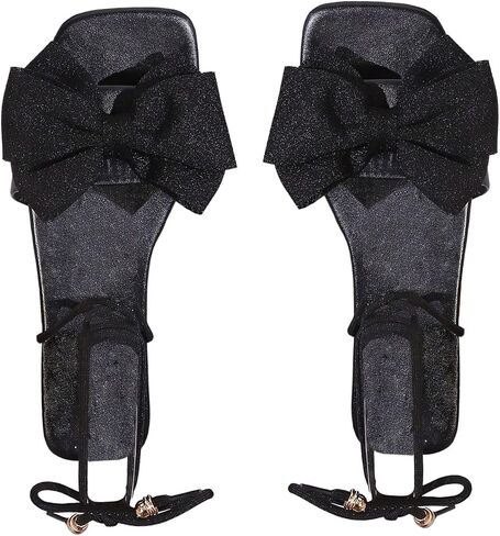 GORGLITTER Women's Bow Gladiator Sandals Lace Up Dressy Summer Vacation Flat Sandals Tie Up Strappy Cute Slide Sandals 2026 in Kuwait