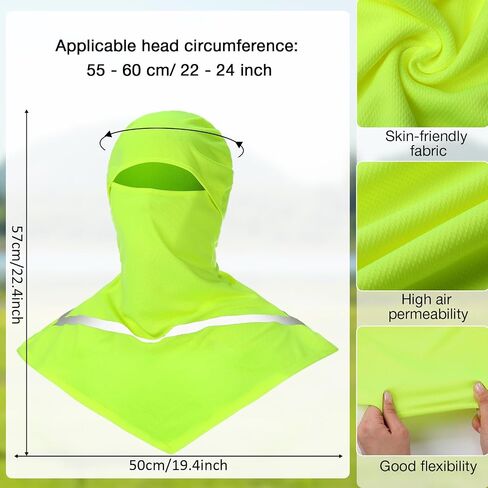 Toulite 3 Pcs Summer Balaclava Face Cover and 3 Pairs Sun Protection Cooling Arm Sleeves with Reflective Strip for Men Women (Fluorescent Green) in Kuwait