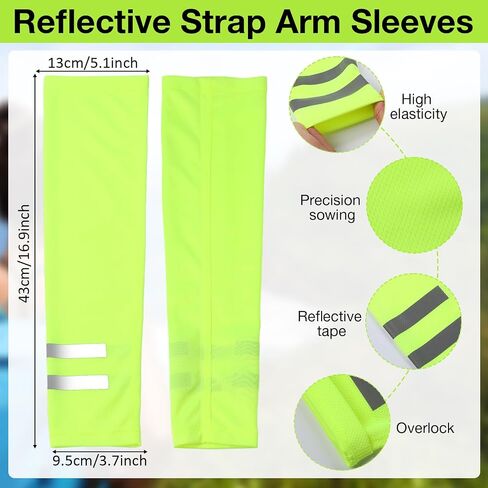 Toulite 3 Pcs Summer Balaclava Face Cover and 3 Pairs Sun Protection Cooling Arm Sleeves with Reflective Strip for Men Women (Fluorescent Green) in Kuwait