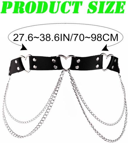 REETAN Heart Waist Chain Belt Rave Leather Goth Fashion Body Accessories for Women in Kuwait