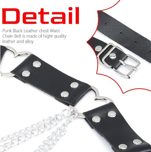 REETAN Heart Waist Chain Belt Rave Leather Goth Fashion Body Accessories for Women in Kuwait