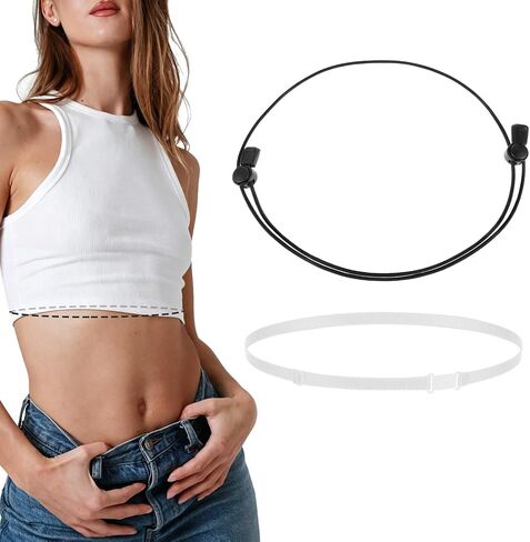 Mabor 2 Pcs Adjustable Shirt Tuck Band for Women, Stretchy Invisible Crop Top Band, Elastic Waist Belt for Blouse Tucking & Top Styling in Kuwait