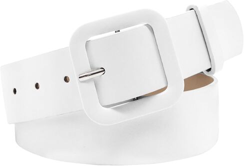 Vintage Ladies Leather Belts Waist Belt Classic Square Buckle for Dresses Jeans Pants in Saudi Arabia